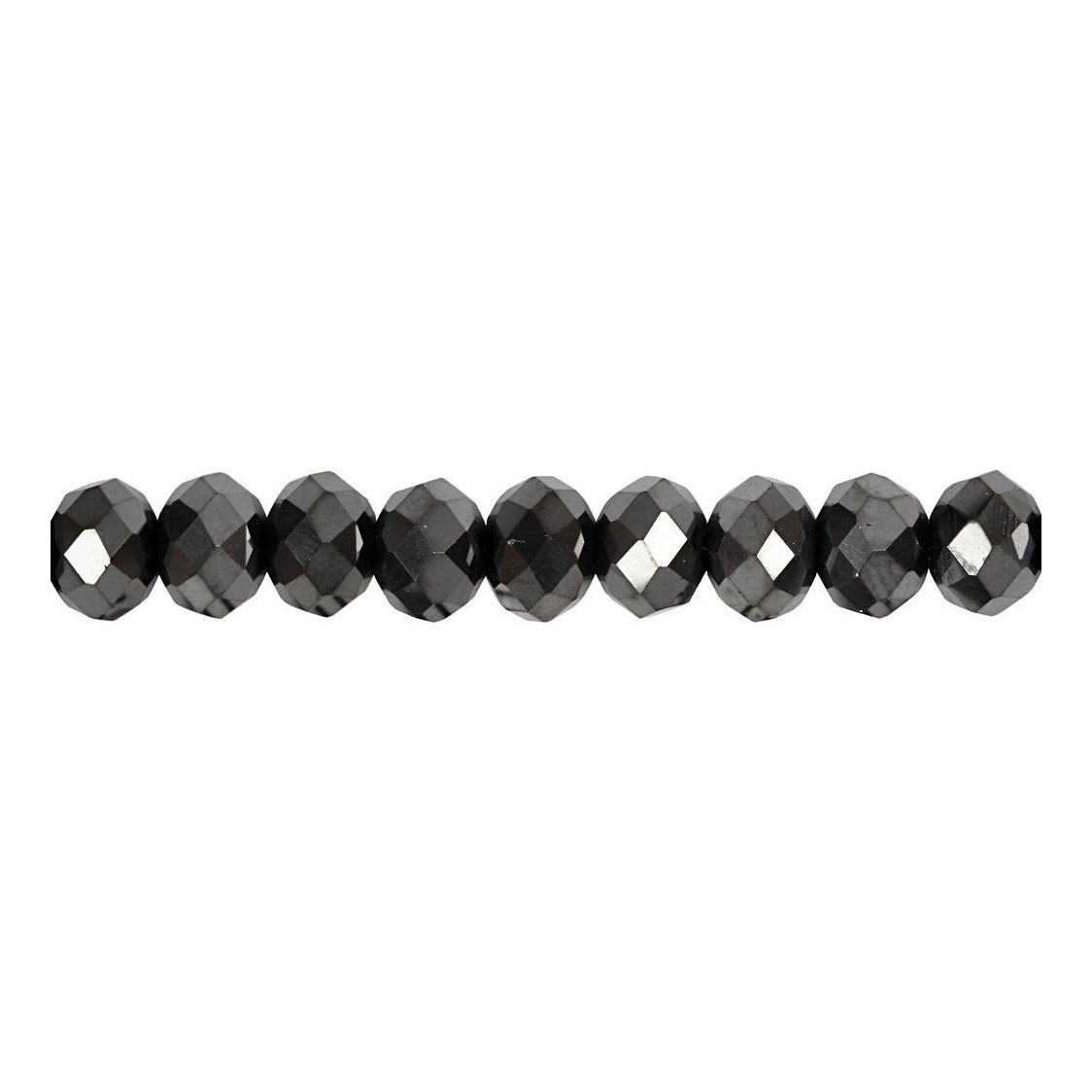 Perles à Facettes Noir Métallisé, 100pcs.