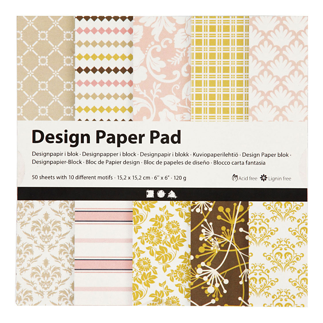 Design Papierblok Groen/Roze, 50 Vellen