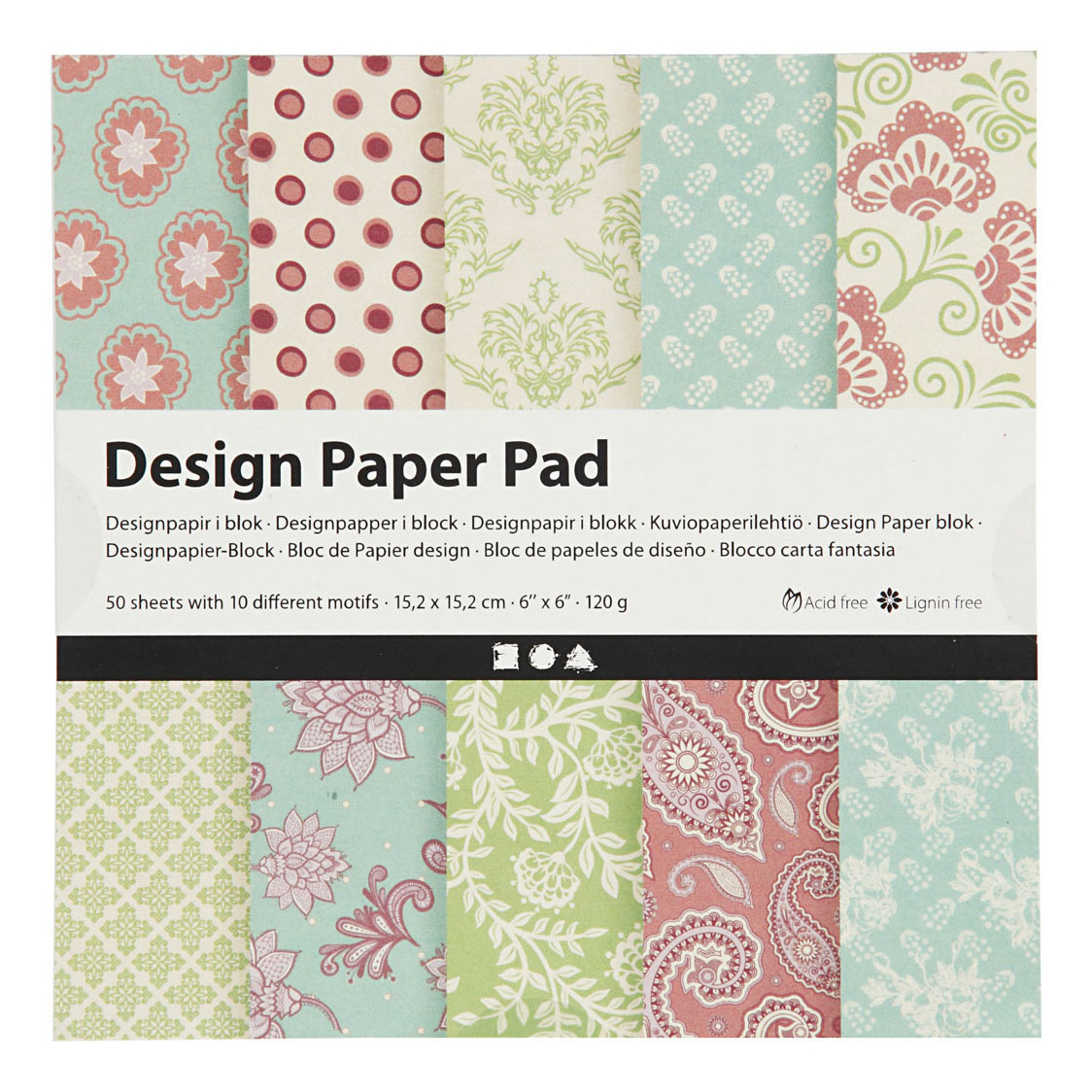 Design Papierblok Mint Groen/Paars, 50 Vellen