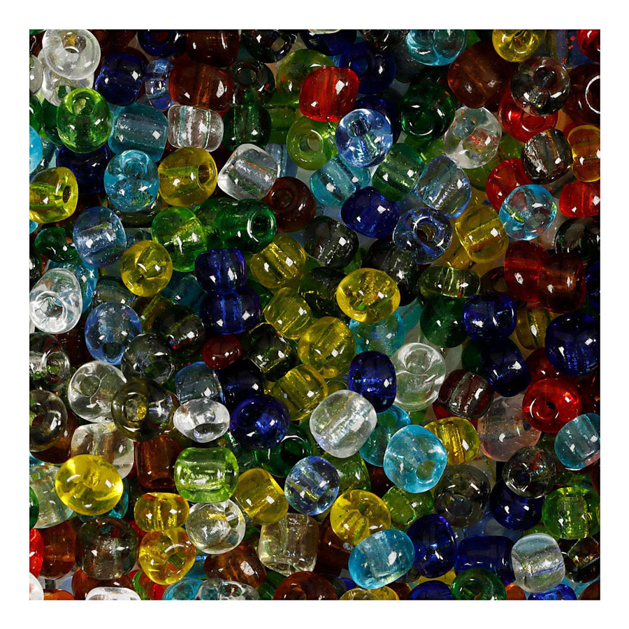 Perles de rocaille en verre transparent, 130 grammes