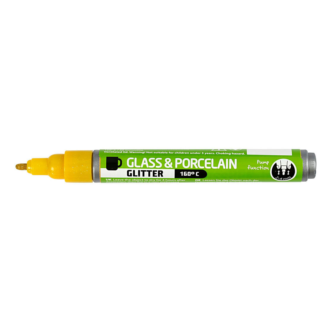 Stylo Verre et Porcelaine Pailleté Semi-Opaque - Jaune