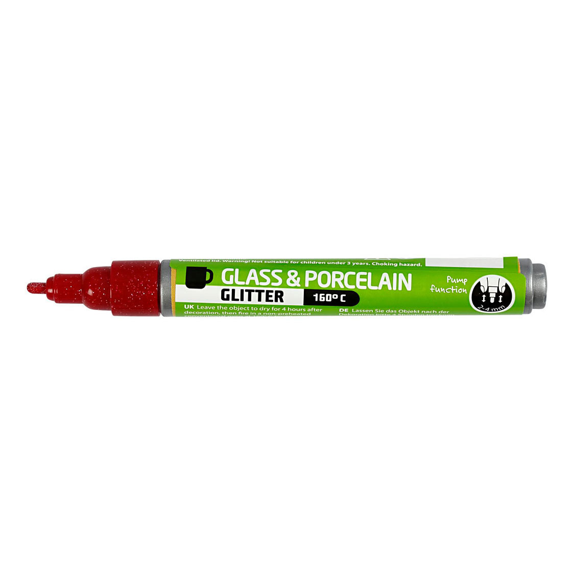 Stylo Verre et Porcelaine Glitter Semi-Opaque - Rouge Foncé