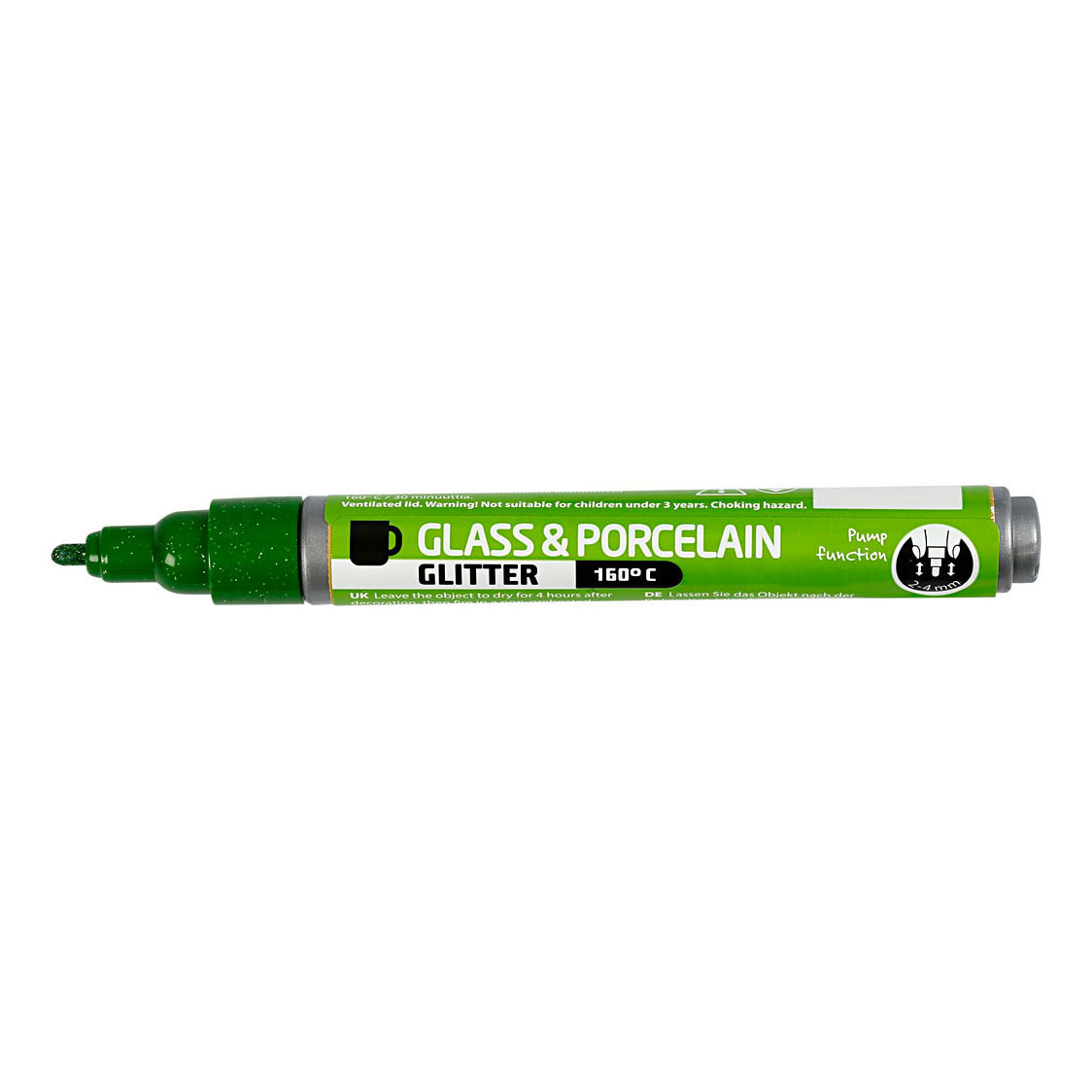 Stylo Verre et Porcelaine Glitter Semi-Opaque - Vert Clair