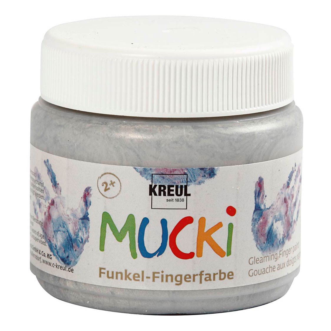 Mucki Fingerfarbe – Silber Metallic, 150 ml