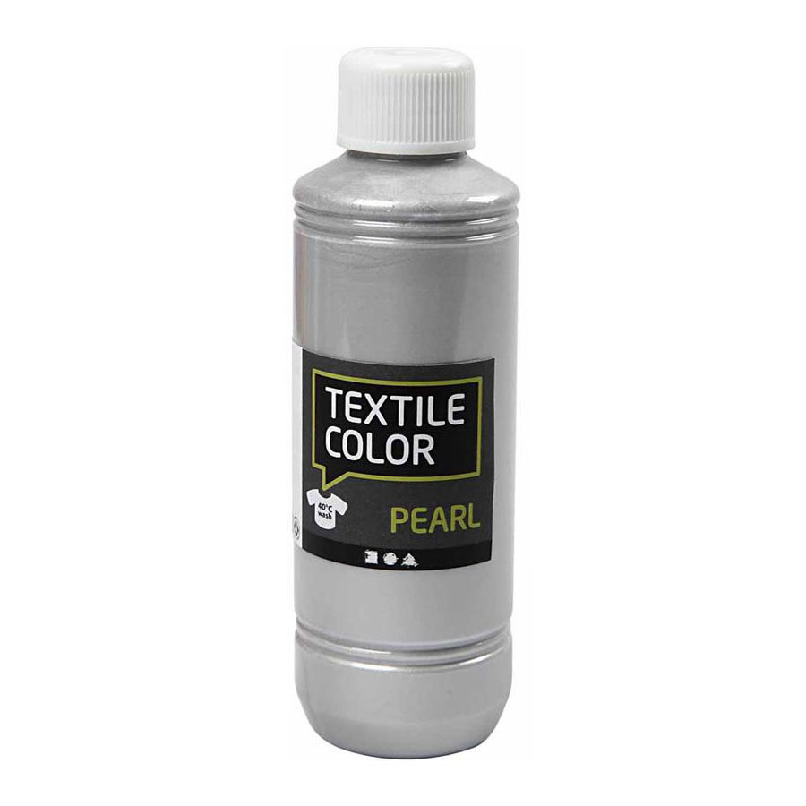 Textilfarbe, deckende Textilfarbe – Silber-Perlmutt, 250 ml