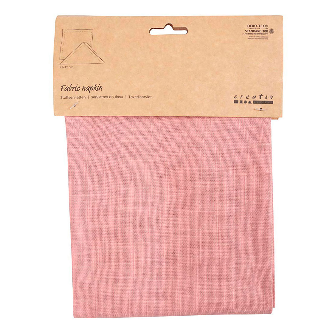 Serviette en tissu rose, 42x42cm