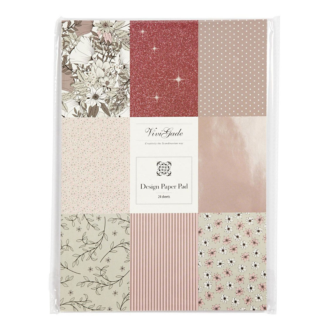 Bloc de papier design 6 motifs, 24 feuilles