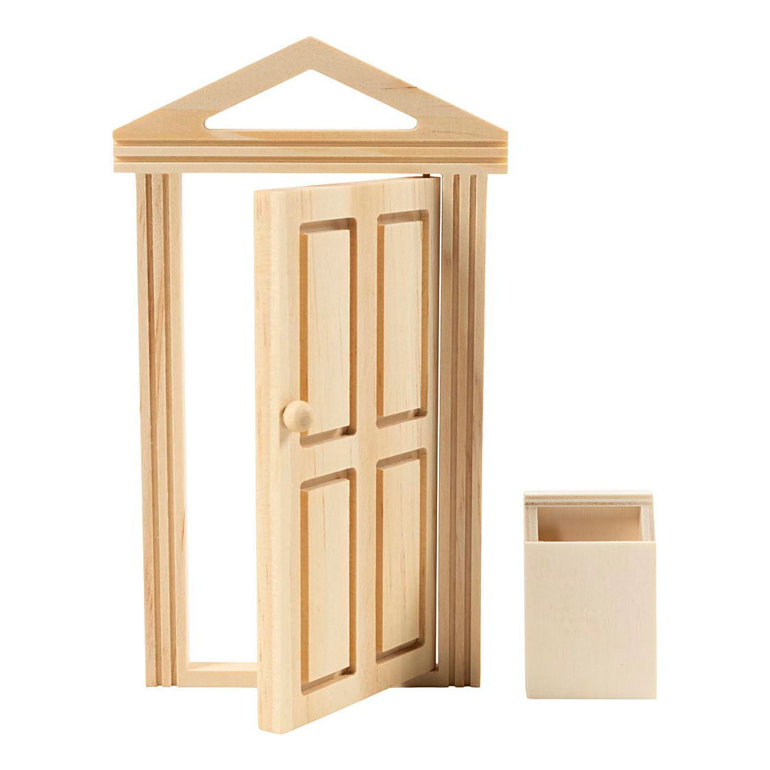 Mini-Tür und Briefkasten aus Holz.