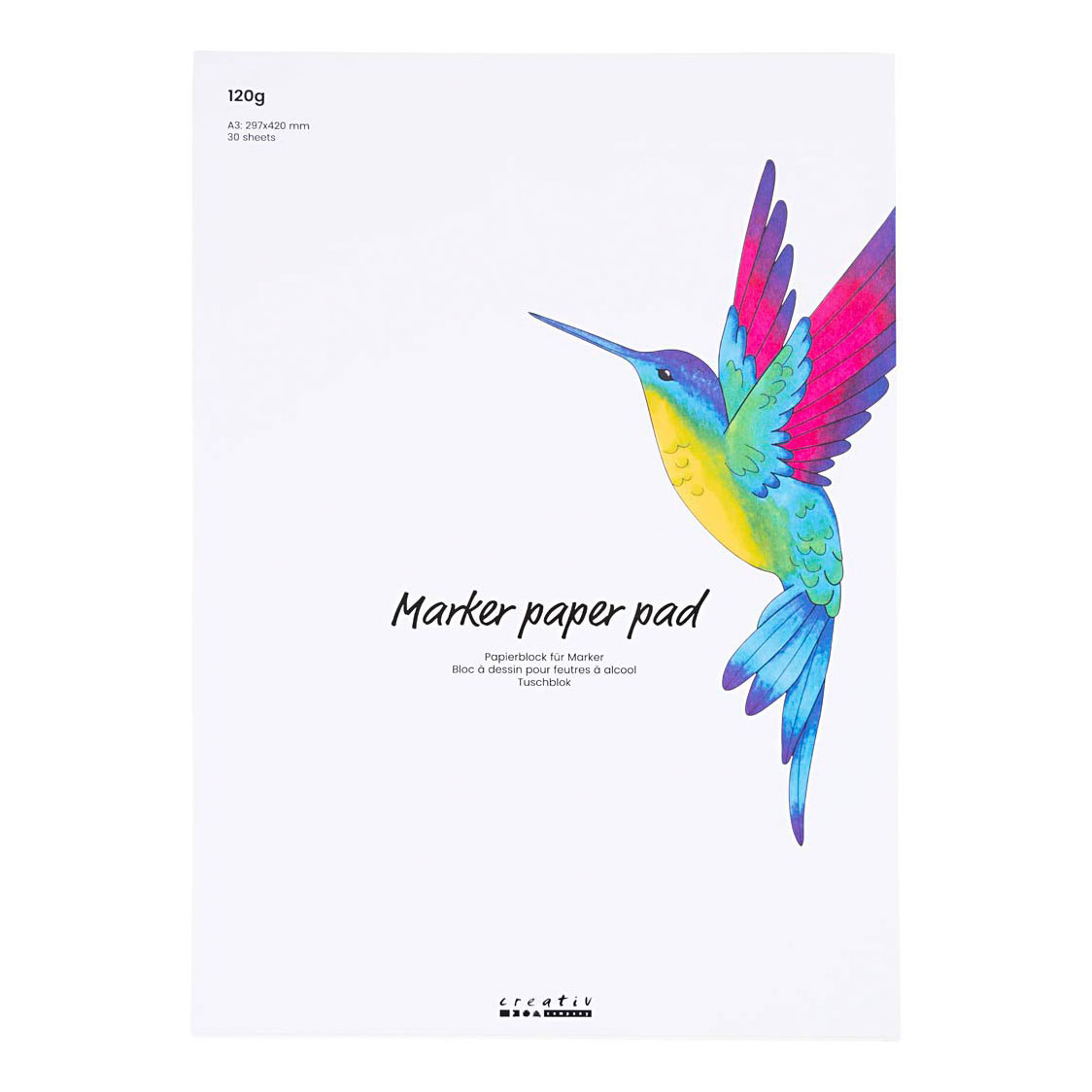 Bloc de papier pour stylos blanc A3, 30 feuilles