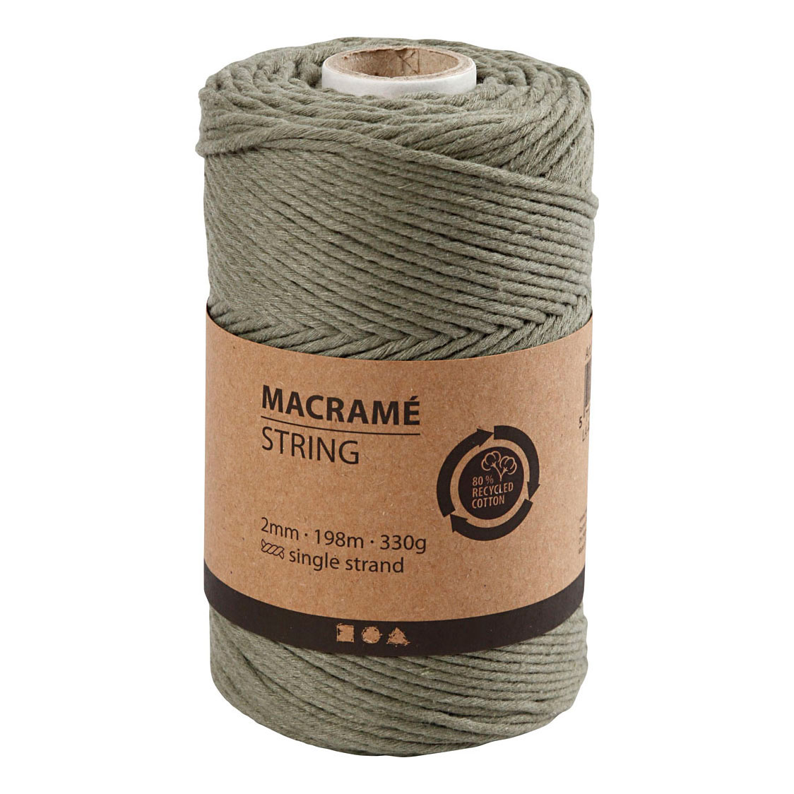 Cordon macramé vert mousse, 198m