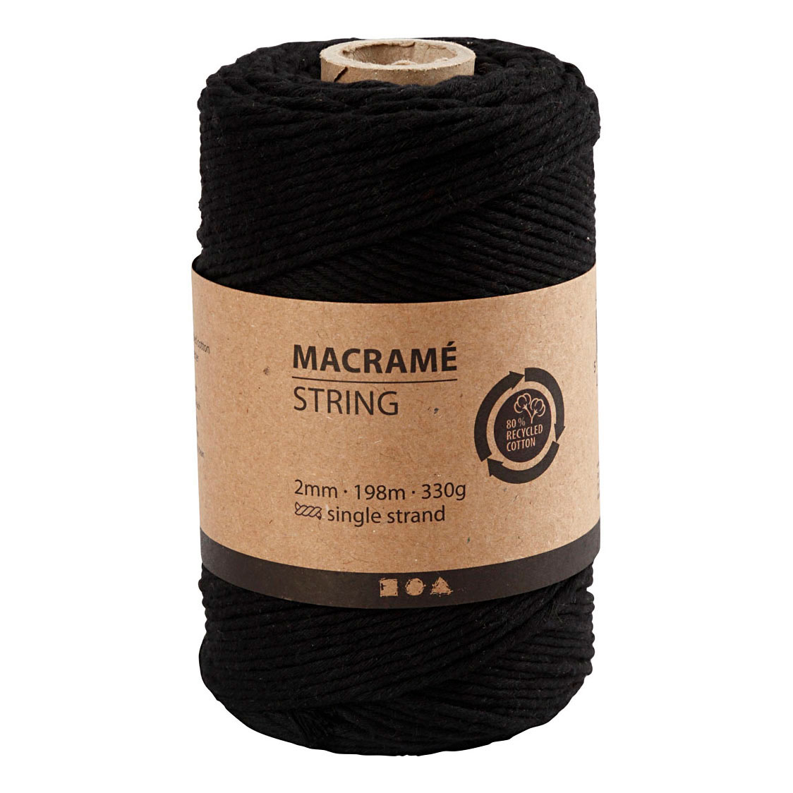 Cordon macramé noir, 198m