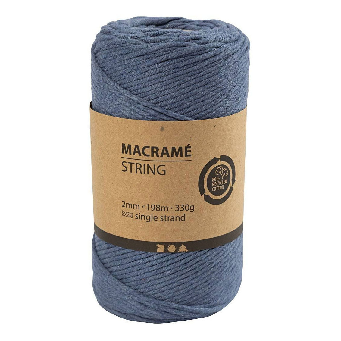 Cordon pour macramé - Bleu, 198m