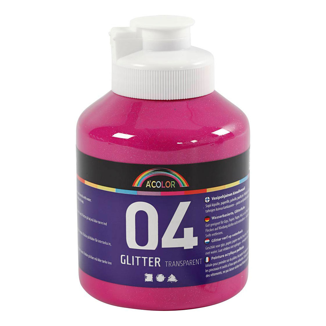 Acrylverf Glitter voor Kinderen - Roze, 500ml