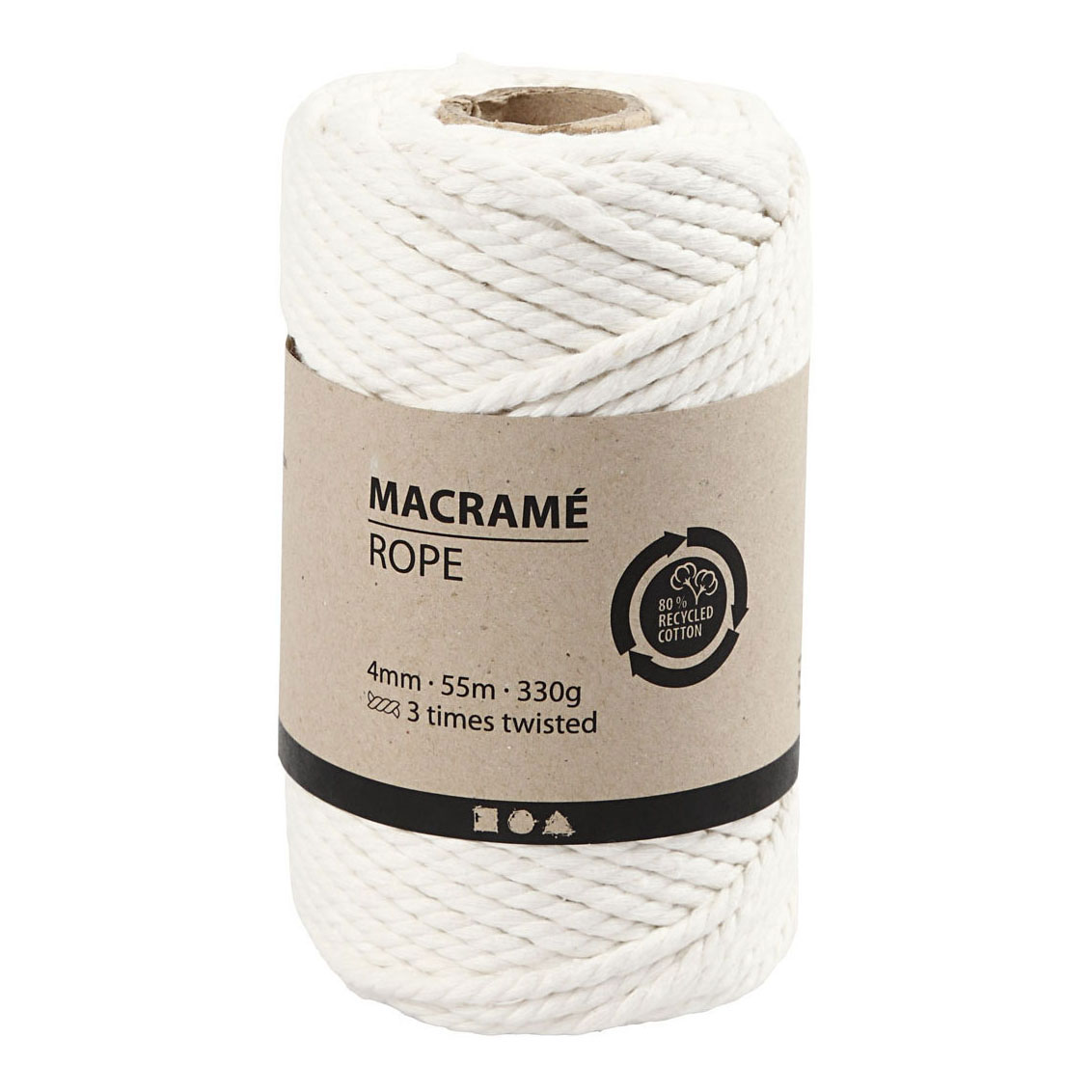 Cordon macramé blanc cassé, 55m