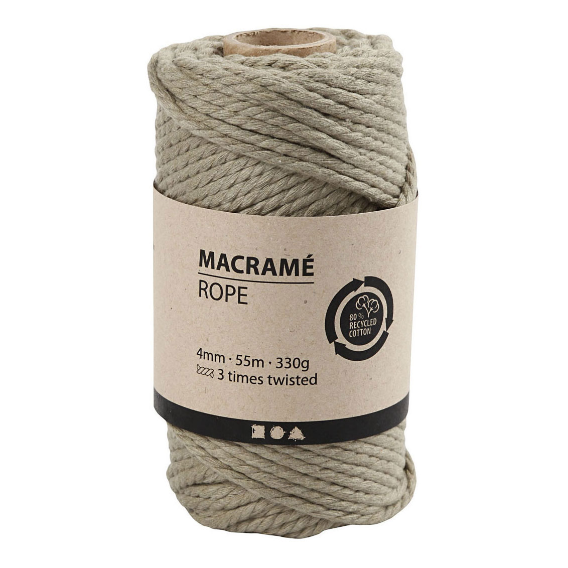 Cordon macramé vert mousse, 55m