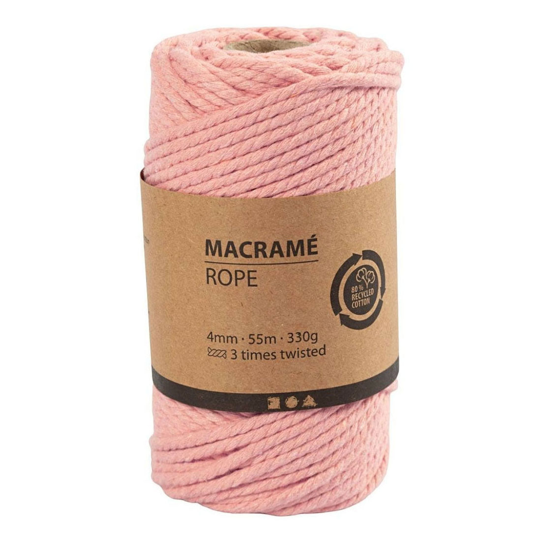 Cordon macramé rose, 55m