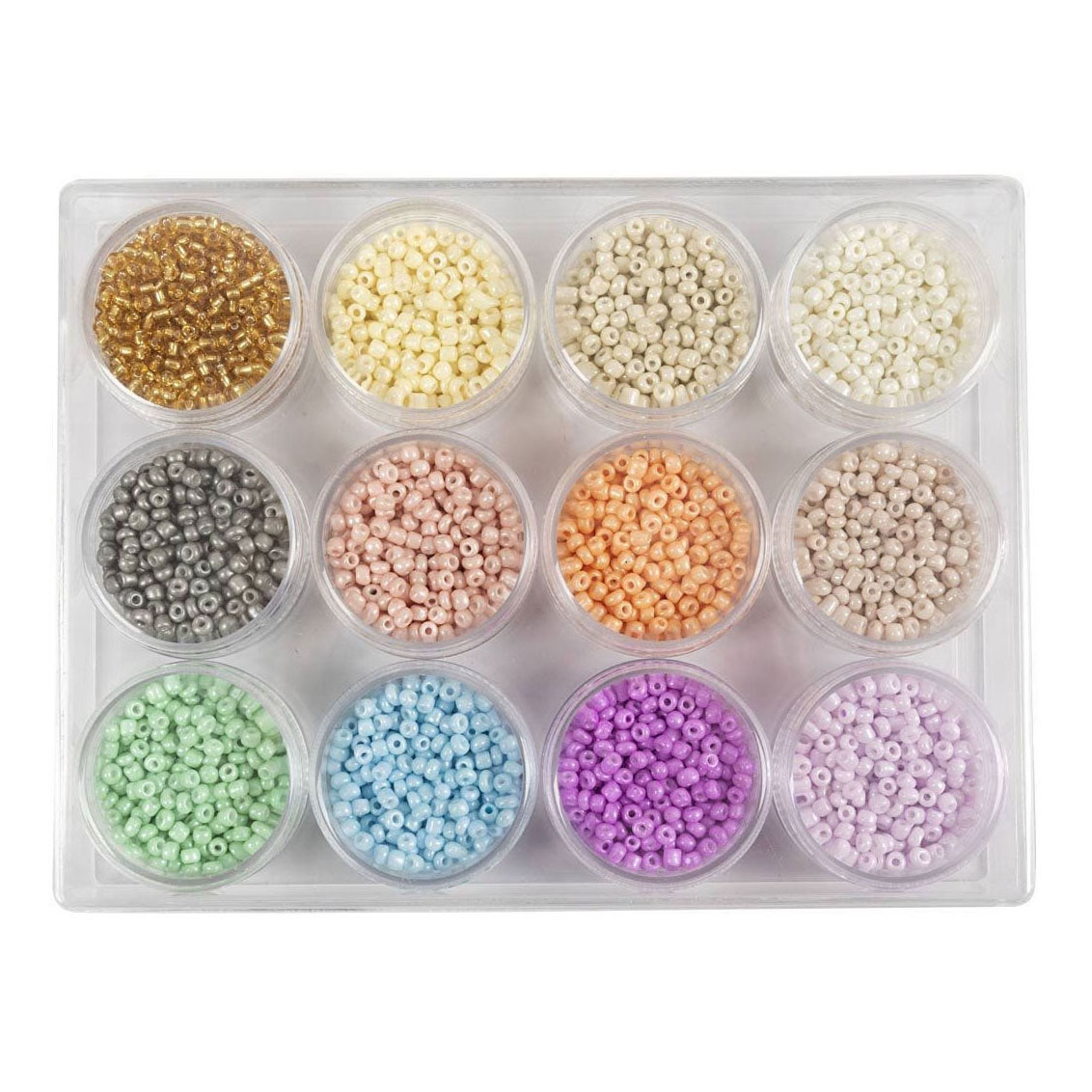 Perles de rocaille perles rondes en verre 3 mm couleurs pastel, 12x17 grammes