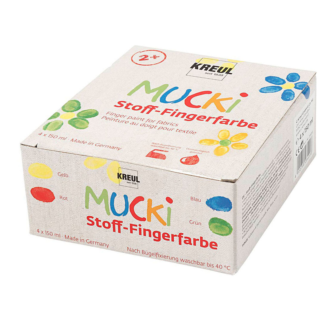 Muck Fingerfarbe Blau/Grün/Rot/Gelb, 4x150ml