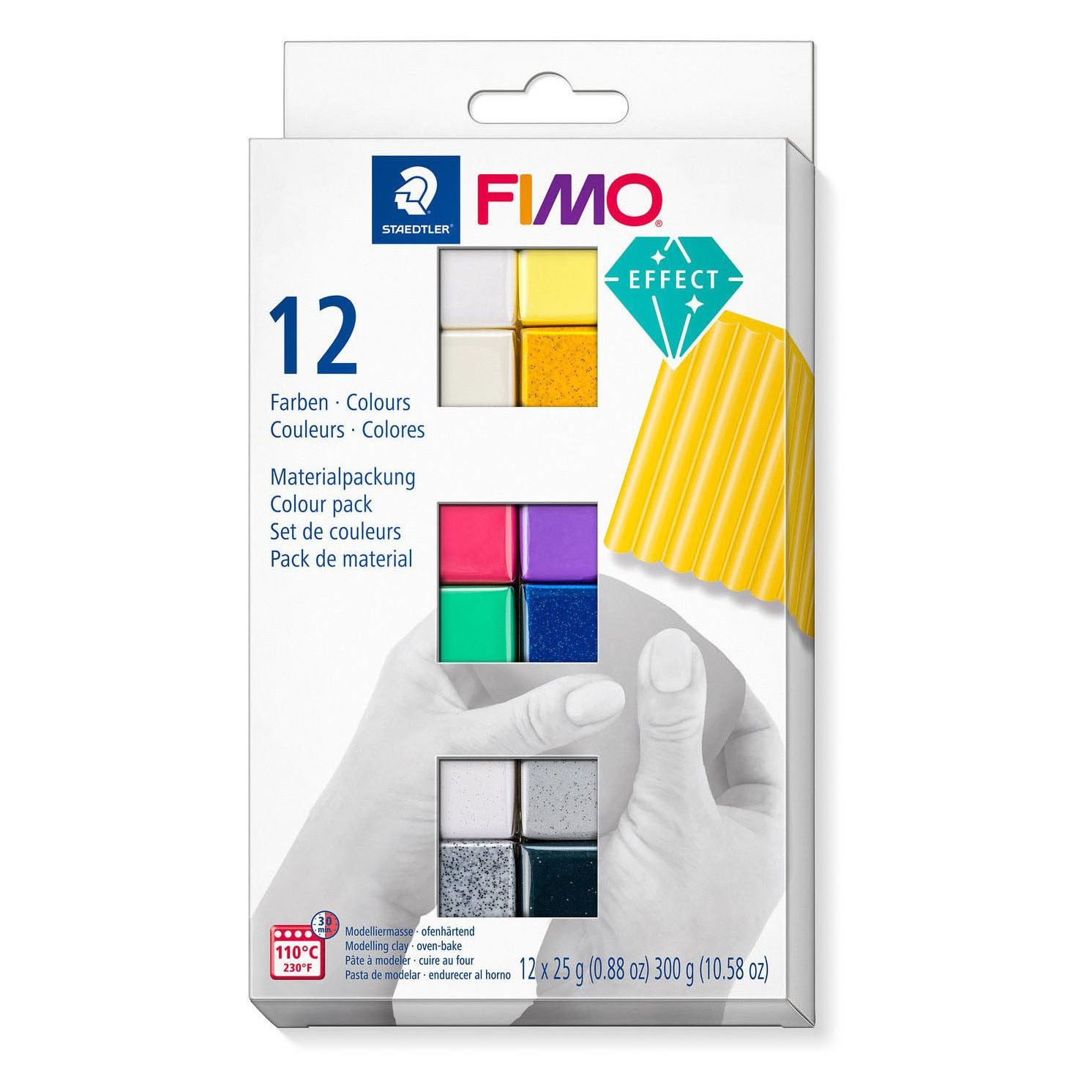 Modelliermasse mit Fimo -Effekt, verschiedene Farben, 12 x 25 Gramm