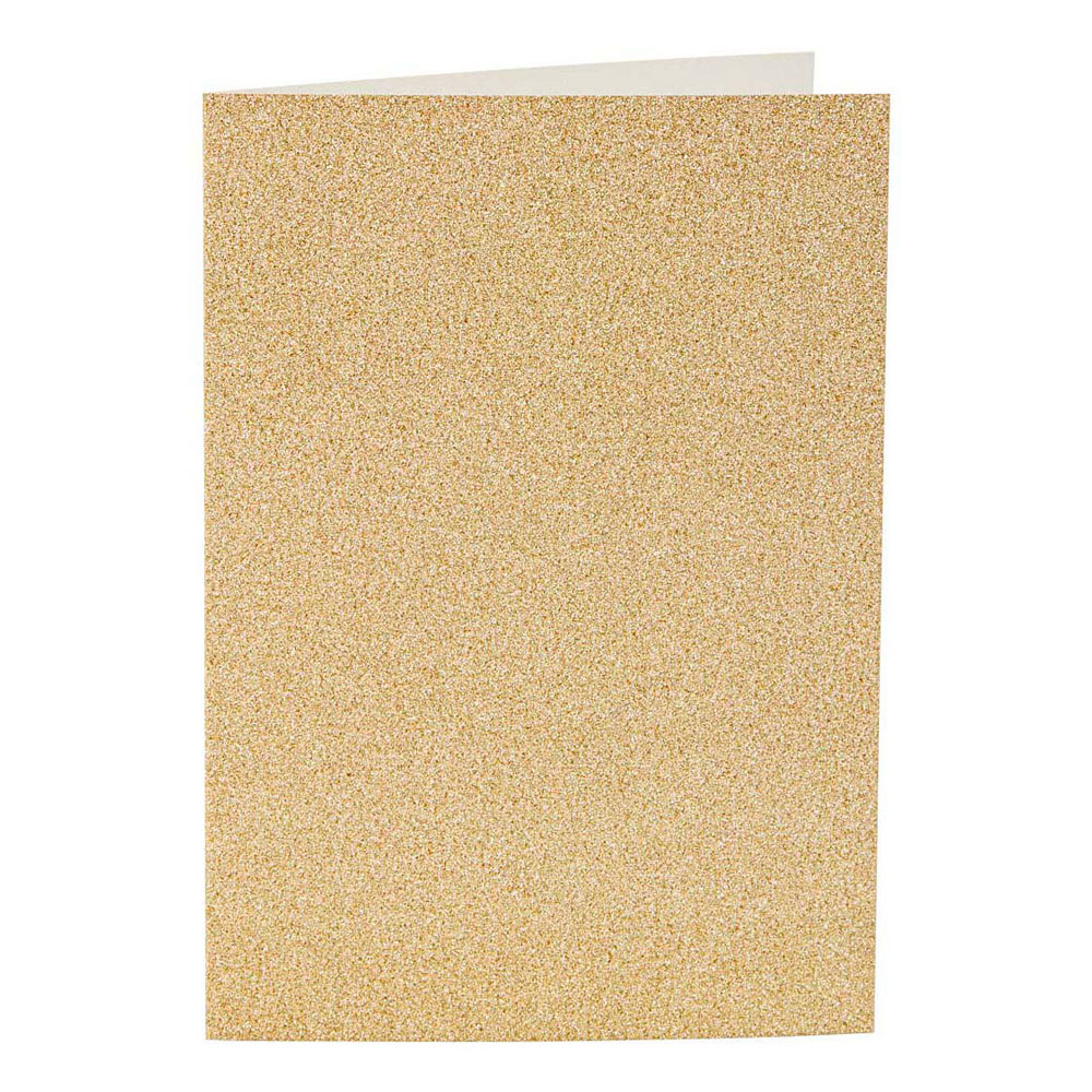 Kaarten en Enveloppen 10,5x15cm Glitter Goud - 4st.