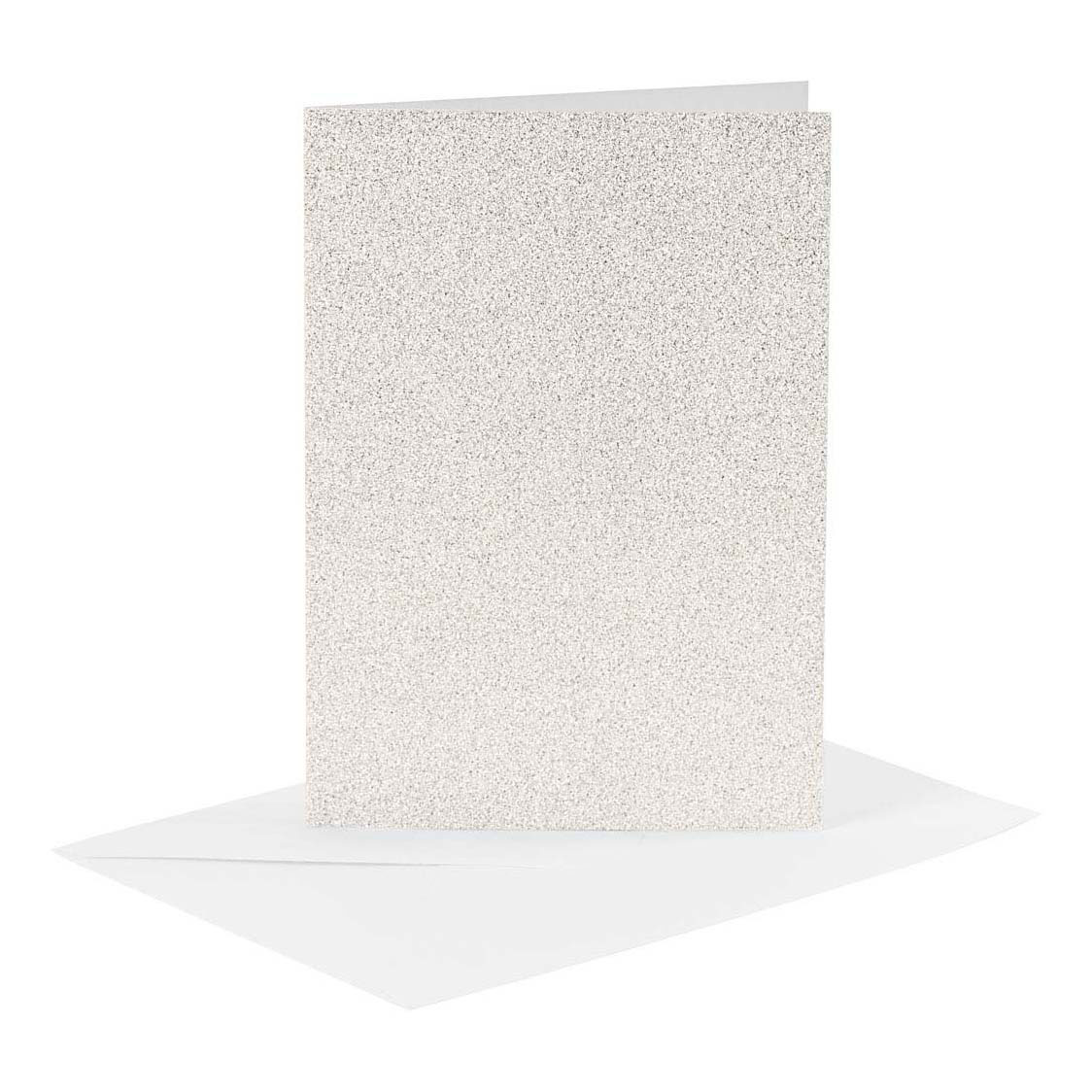 Cartes et enveloppes 10,5 x 15 cm Blanc pailleté - 4 pièces.