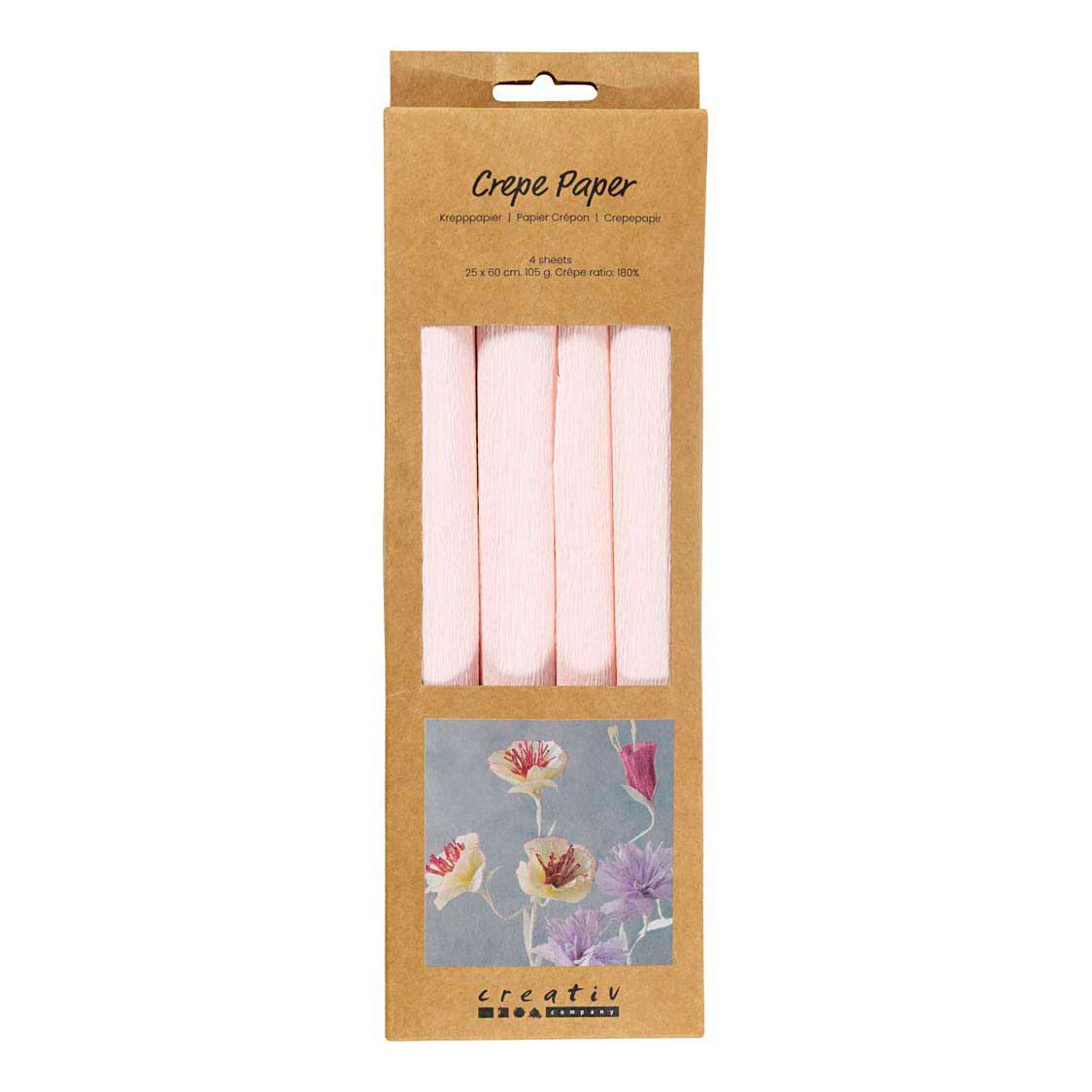 Papier crépon rose clair - 4 pièces. Papier crépon rose clair - 4 pièces.