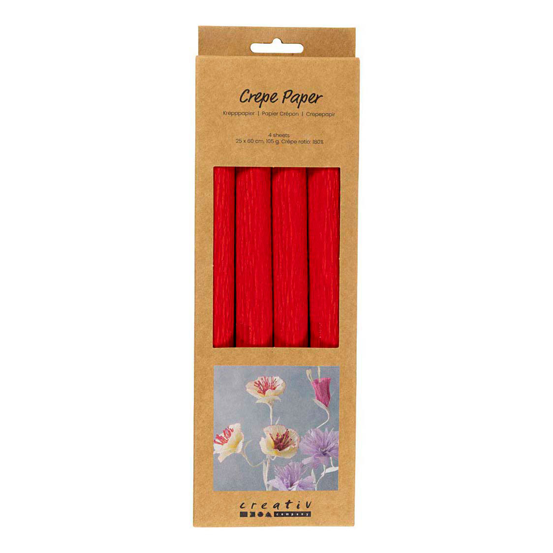 Papier crépon rouge - 4 pièces Papier crépon rouge - 4 pièces