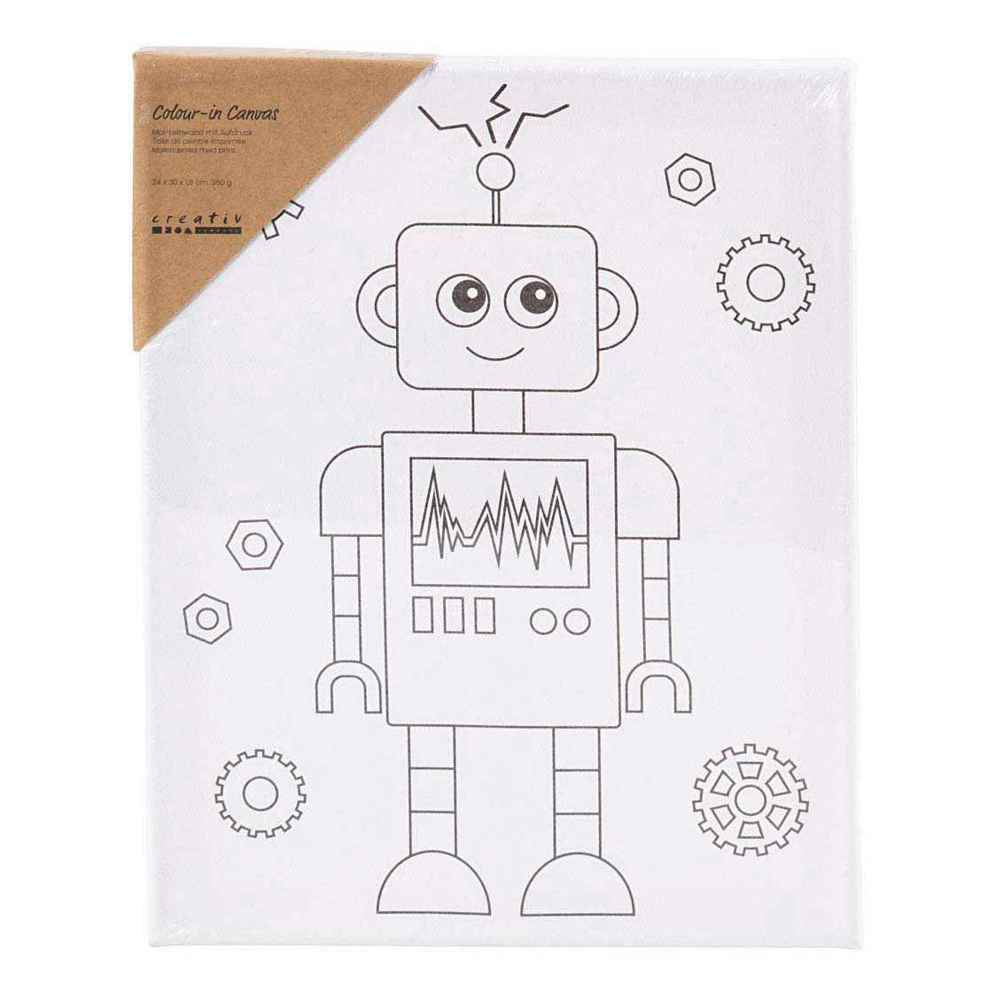 Toile à peindre avec motif robot imprimé - 24 x 30 cm Toile à peindre avec motif robot imprimé - 24 x 30 cm