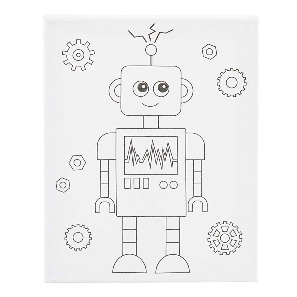 Toile à peindre avec motif robot imprimé - 24 x 30 cm