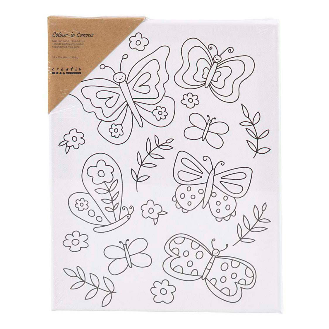Toile à peindre avec imprimé papillons - 24x30cm Toile à peindre avec imprimé papillons - 24x30cm