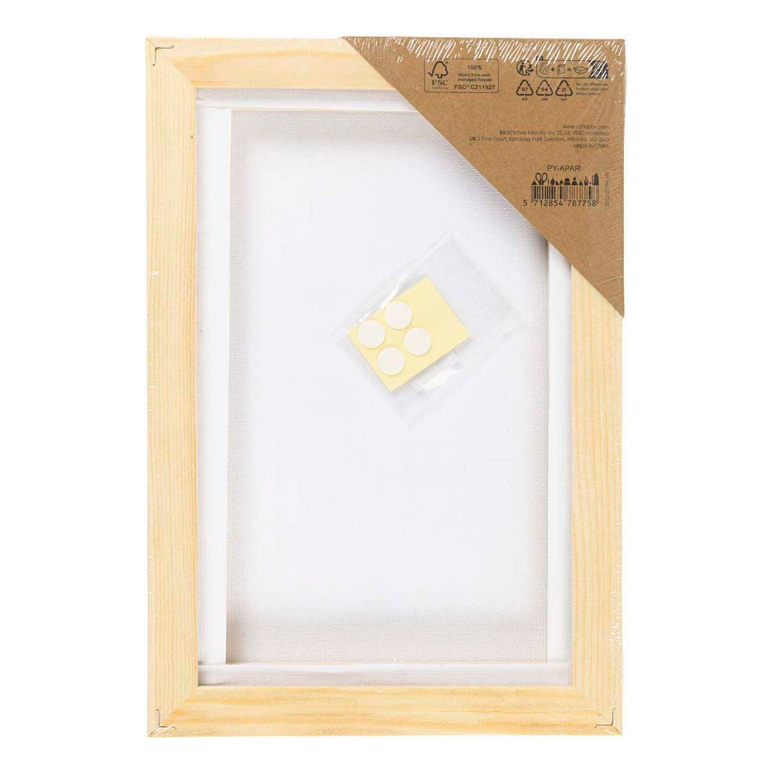 Gespannen Canvas met Lijst 280gr. 15,8x23,8cm - Wit