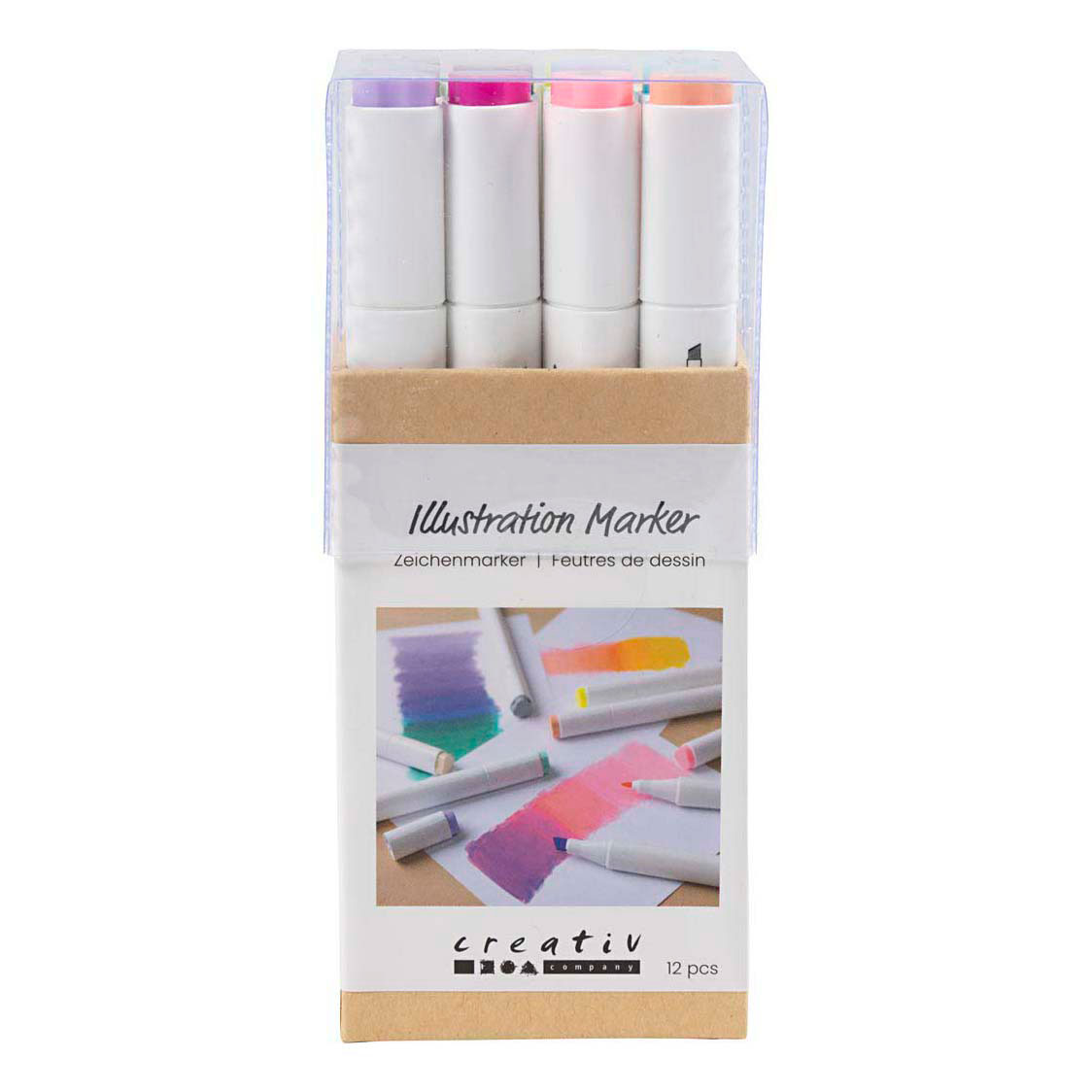 Tekenstift Lijndikte 1+8mm Pastelkleuren - 12st.