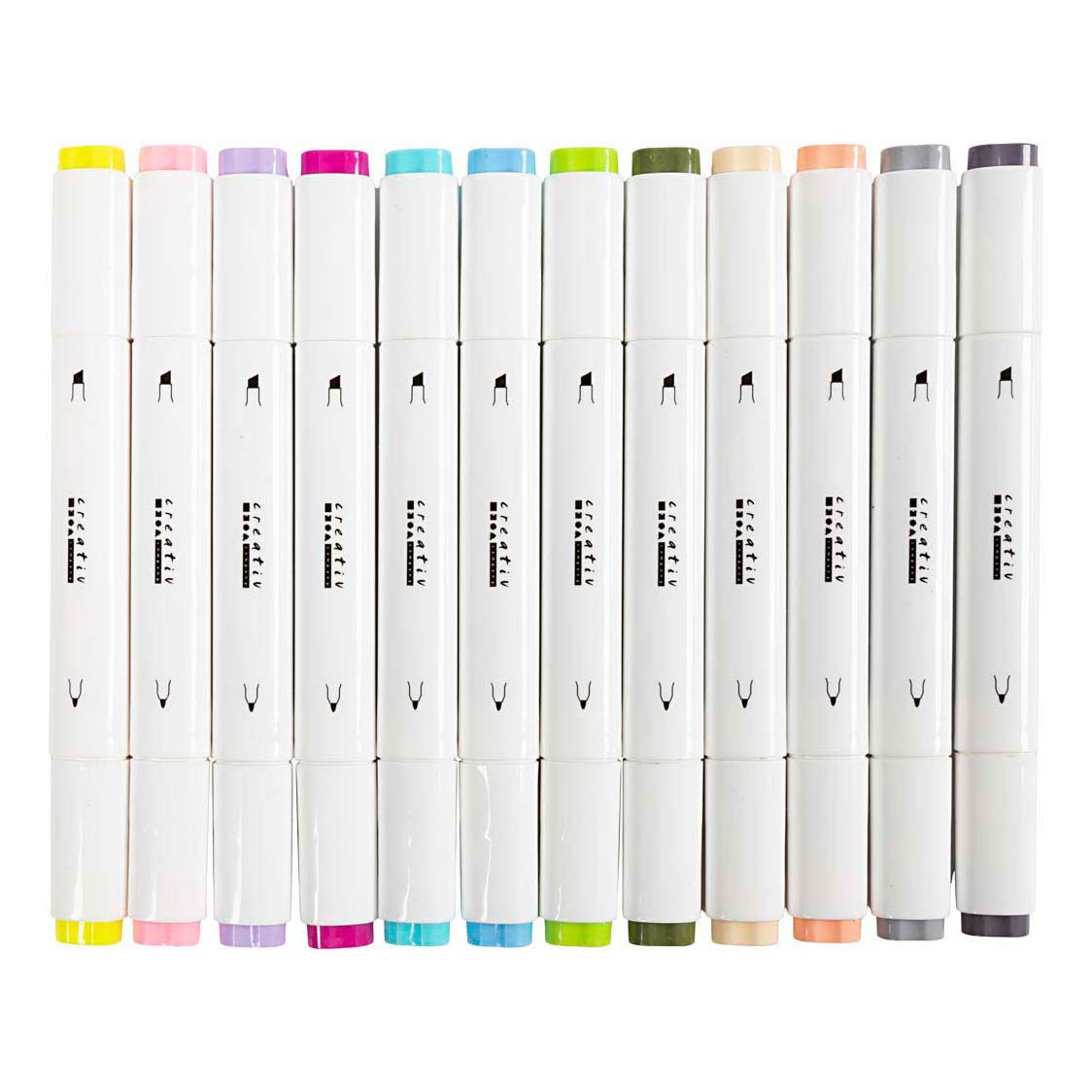 Tekenstift Lijndikte 1+8mm Pastelkleuren - 12st.