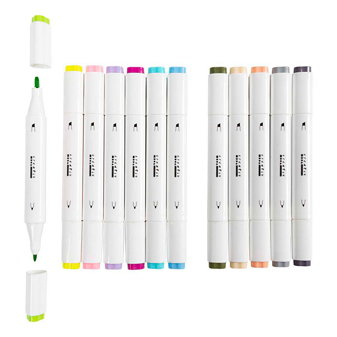 Tekenstift Lijndikte 1+8mm Pastelkleuren - 12st.