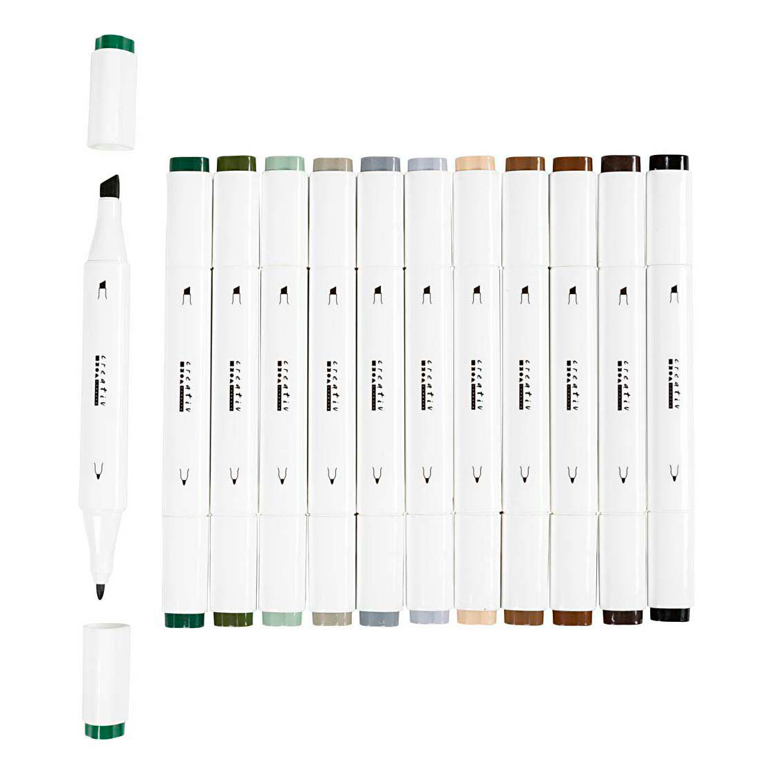 Tekenstift Lijndikte 1+8mm Natuurlijke Kleuren - 12st. Tekenstift Lijndikte 1+8mm Natuurlijke Kleuren - 12st.