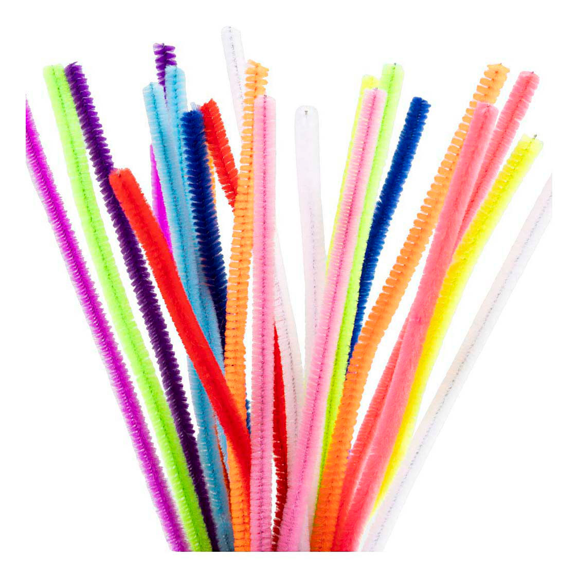 Chenille 6 mm x 30 cm Bunt - 25 Stück.