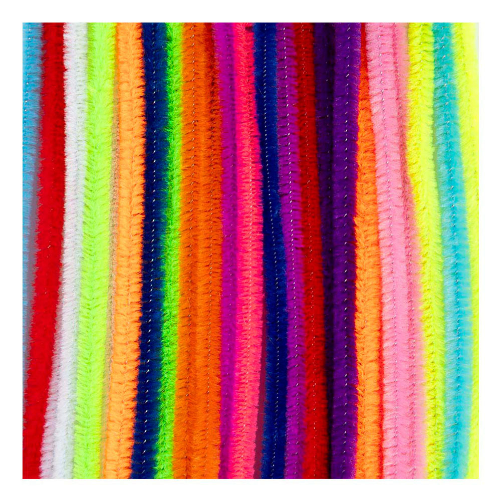 Chenille 6 mm x 30 cm Bunt - 25 Stück.