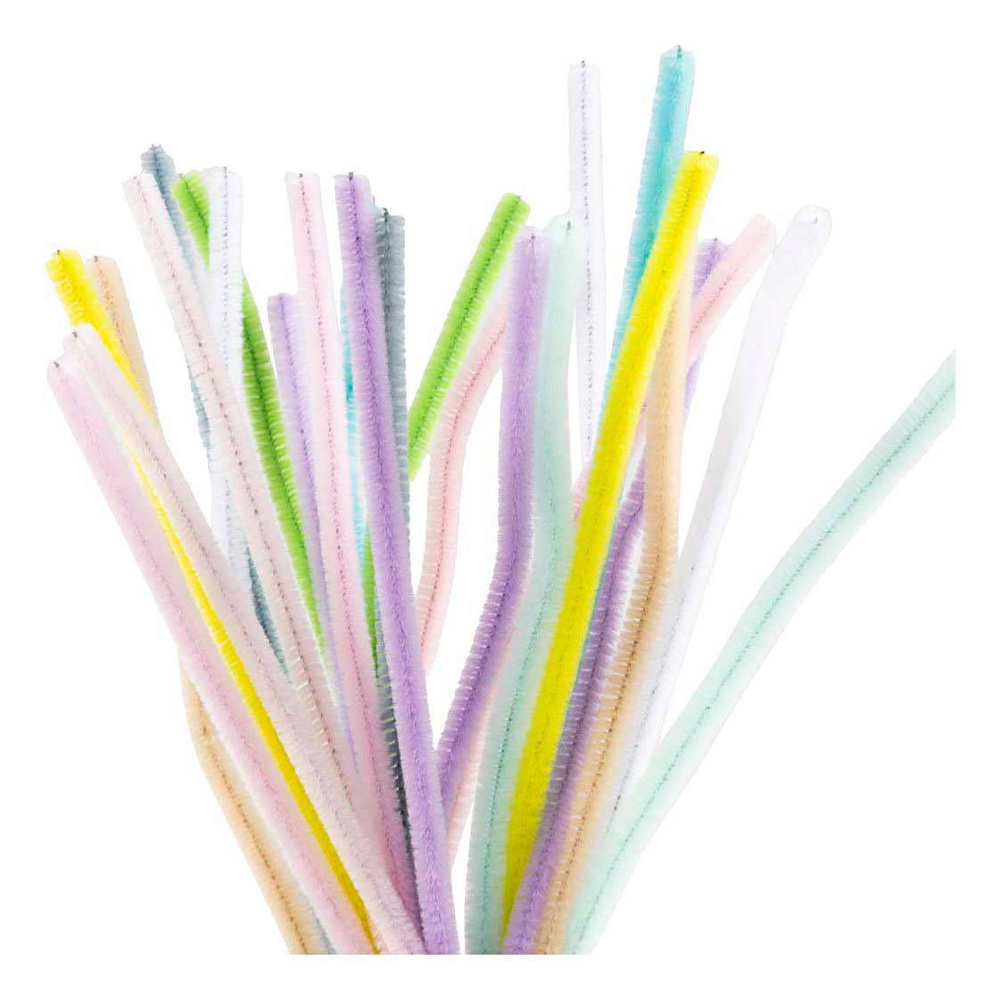 Chenille 6 mm x 30 cm Pastellfarben - 25 Stück.