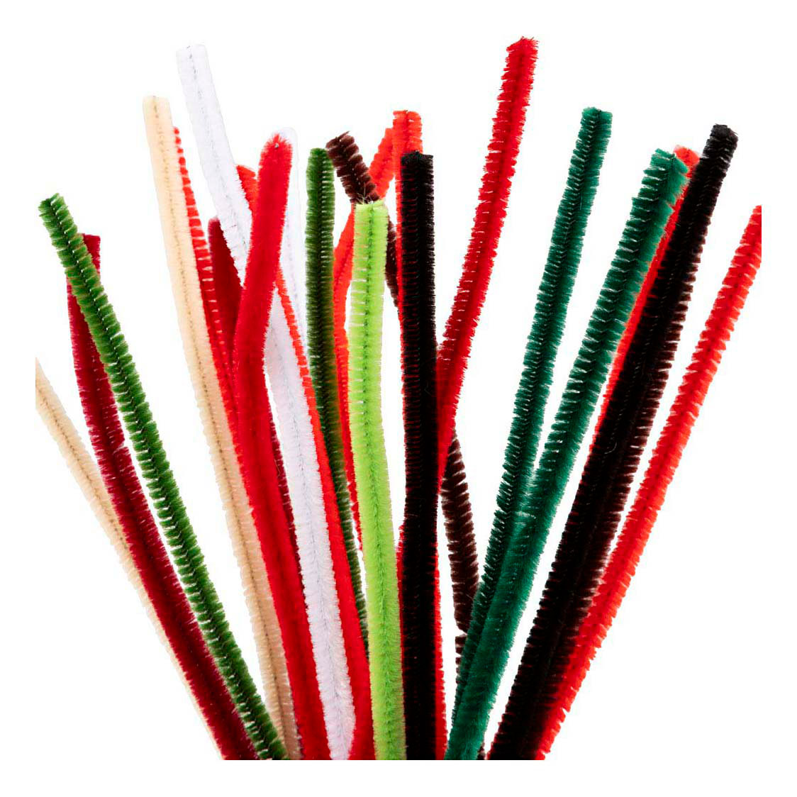 Chenille 6 mm x 30 cm Couleurs de Noël - 25 pièces.