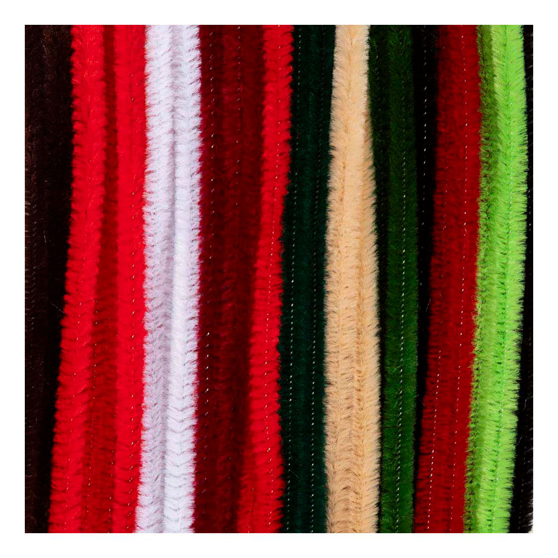 Chenille 6 mm x 30 cm Couleurs de Noël - 25 pièces.