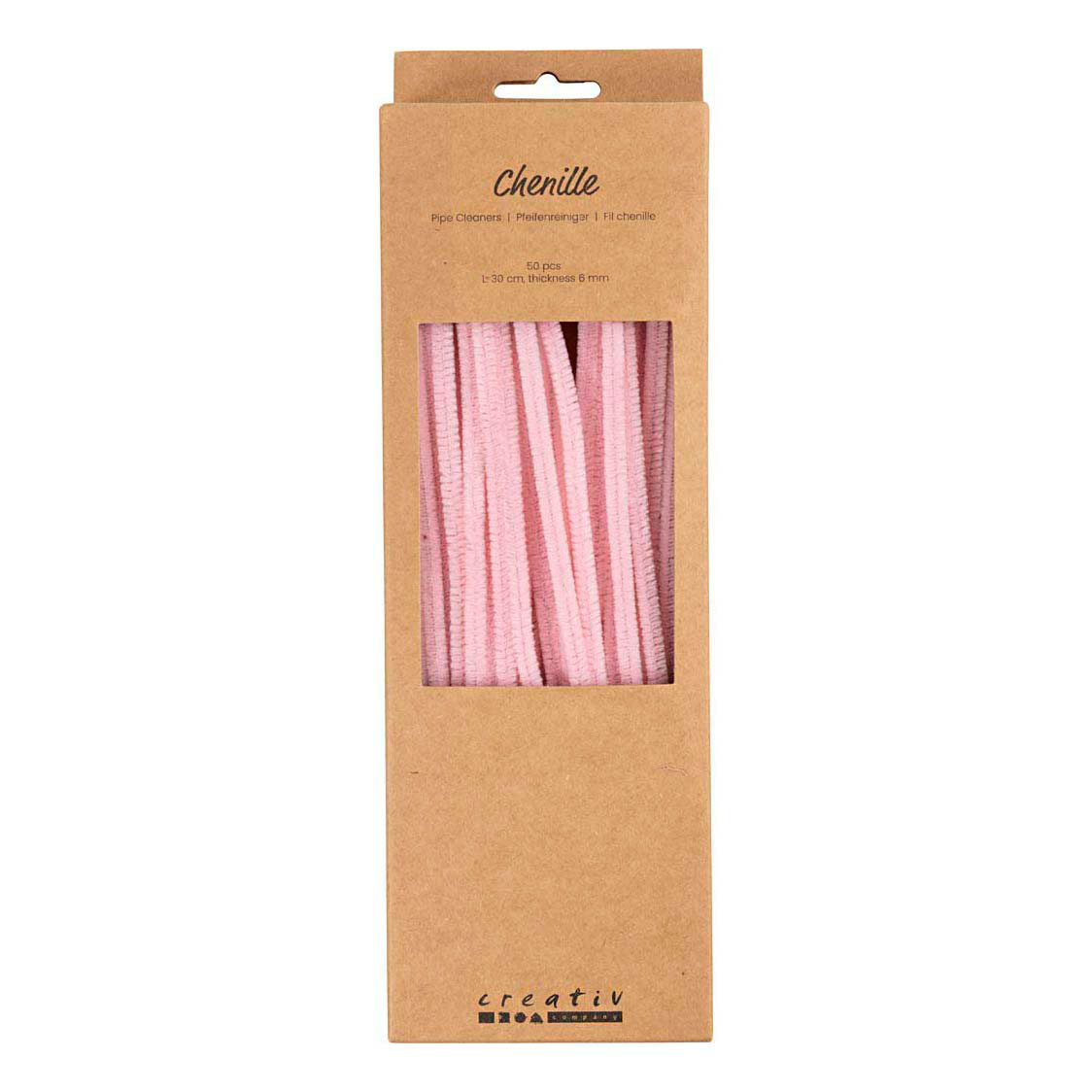 Chenille 6 mm x 30 cm Rose - 50 pièces.