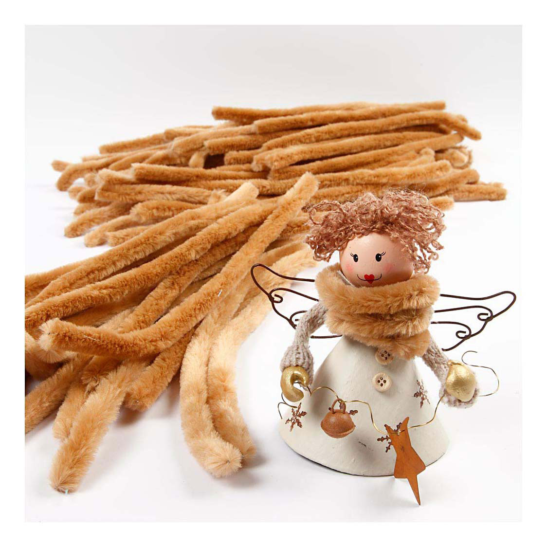 Chenille 6 mm x 30 cm Beige - 50 pièces.