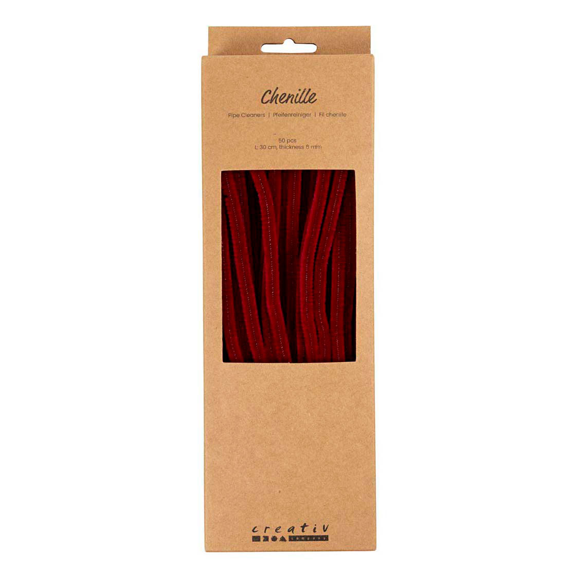 Chenille 6mm x 30cm Donkerrood - 50st.