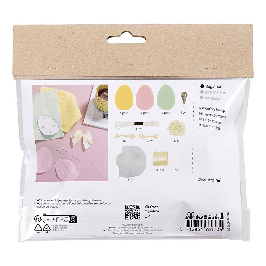 Mini kit de loisirs créatifs pour coudre des œufs de Pâques aux couleurs pastel