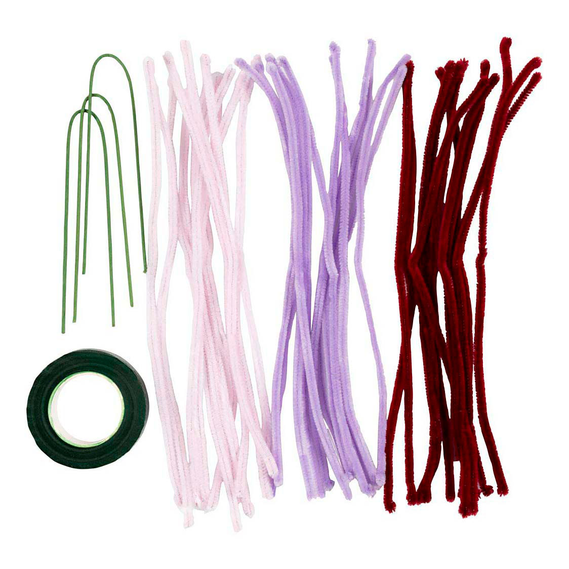 Mini kit de loisirs créatifs Fleurs de lys en fil chenille rose clair