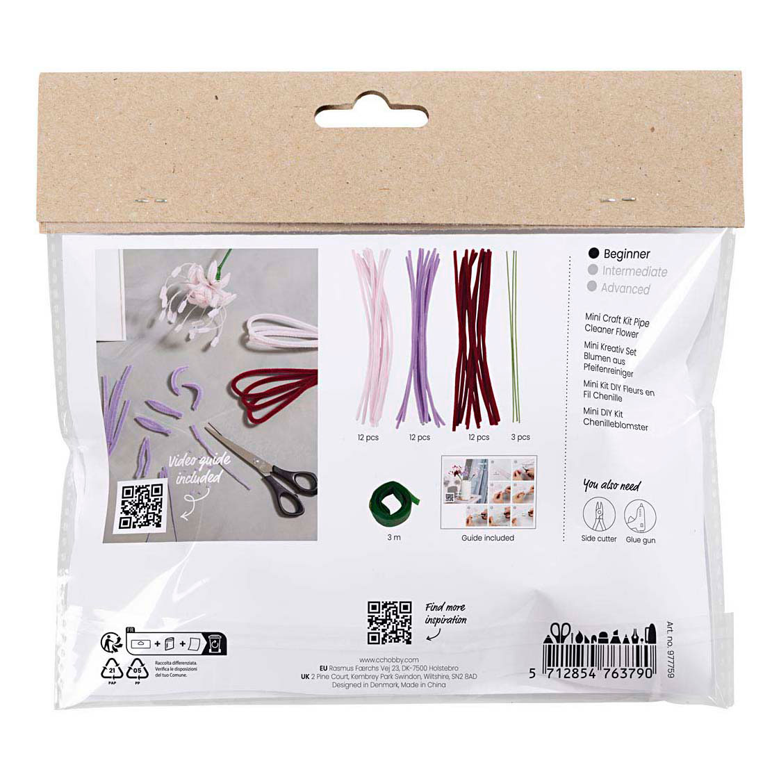 Mini kit de loisirs créatifs Fleurs de lys en fil chenille rose clair