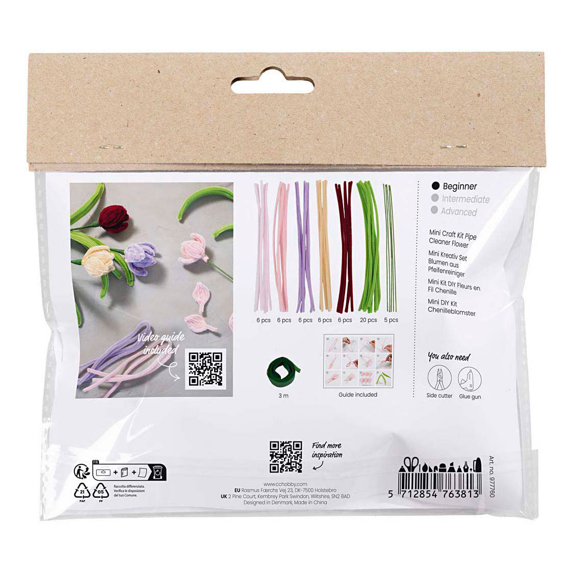 Mini kit de loisirs créatifs Tulipes Fleurs en fil chenille