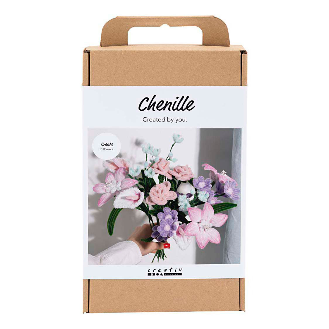 Kit de loisirs créatifs Fleurs en fil chenille Couleurs pastel