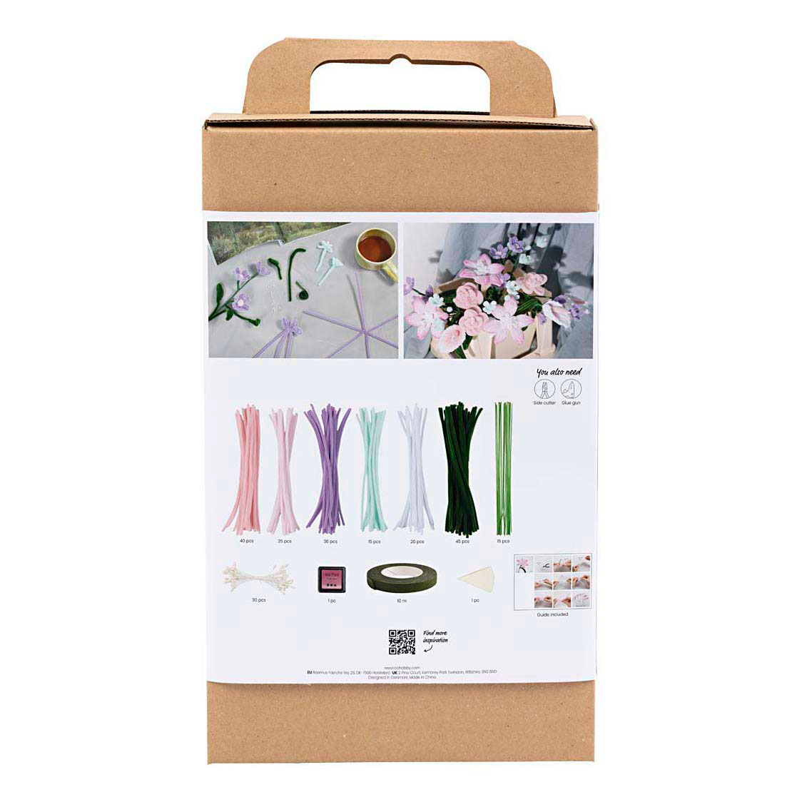 Kit de loisirs créatifs Fleurs en fil chenille Couleurs pastel Kit de loisirs créatifs Fleurs en fil chenille Couleurs pastel