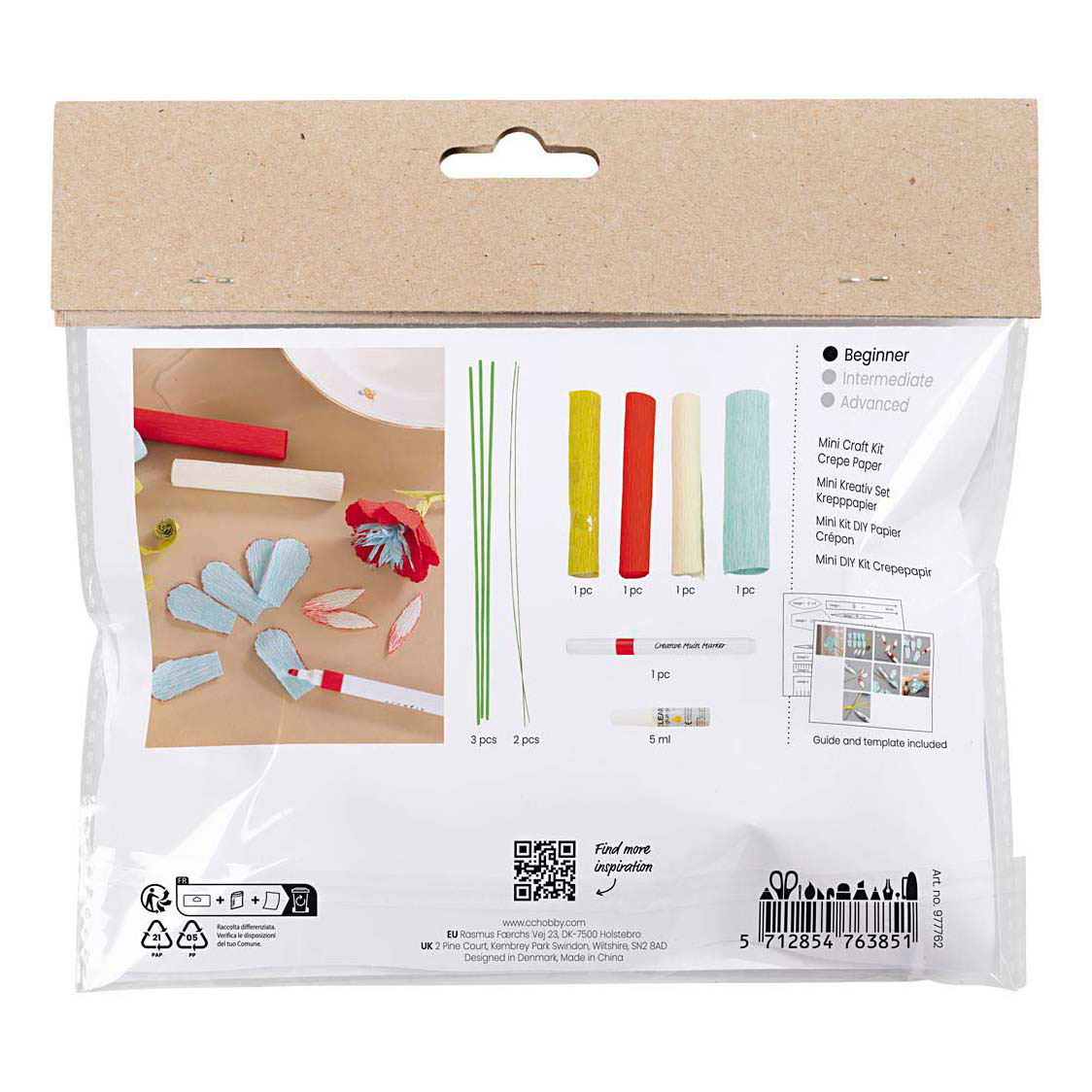 Mini Hobbyset Bloemen van Crepepapier Pastelkleuren